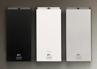 WAVE Soap Dispenser in Black, White, and Satin Nickel